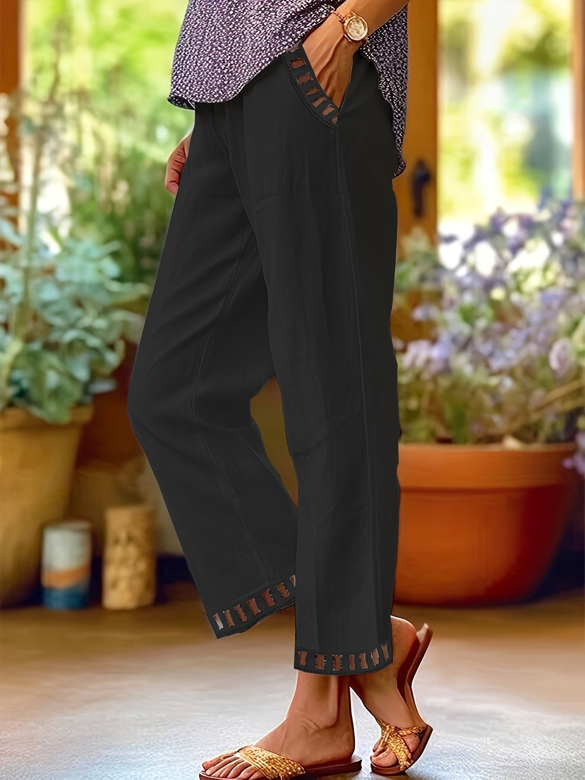Wren – Pantalons Croppés Détente avec Bord Contrasté