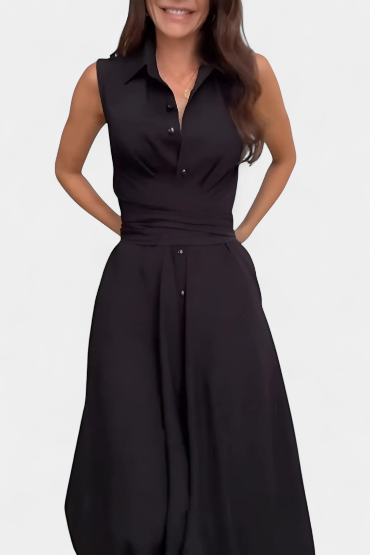 Meryl Shirt Dress with Button and Adjustable Bow