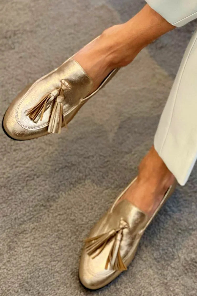 MOCASSIN D'OR AVEC FRANGES