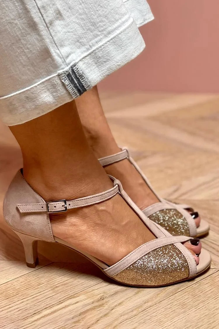 SANDAL GLITTER AVEC Talon Bas