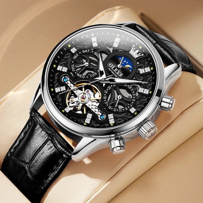 Montre automatique mécanique avec bracelet en cuir™ - Olsen & Olsen