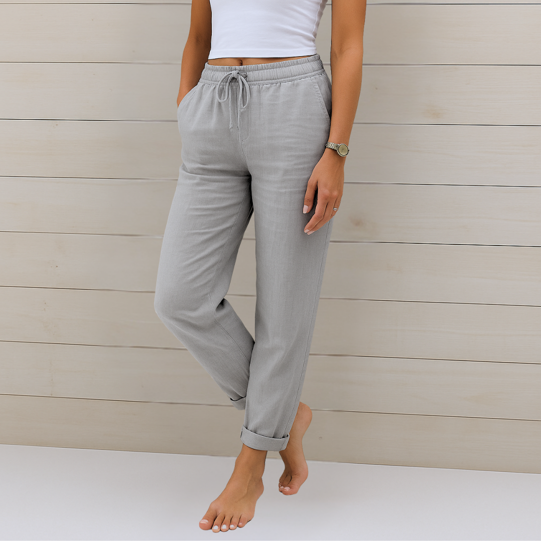 Maylora | Pantalons en Lin Relaxés à Cordon