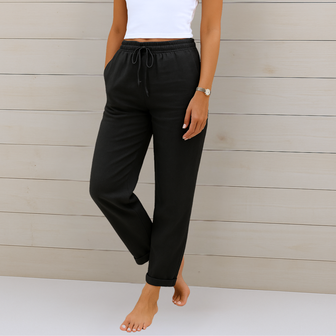 Maylora | Pantalons en Lin Relaxés à Cordon
