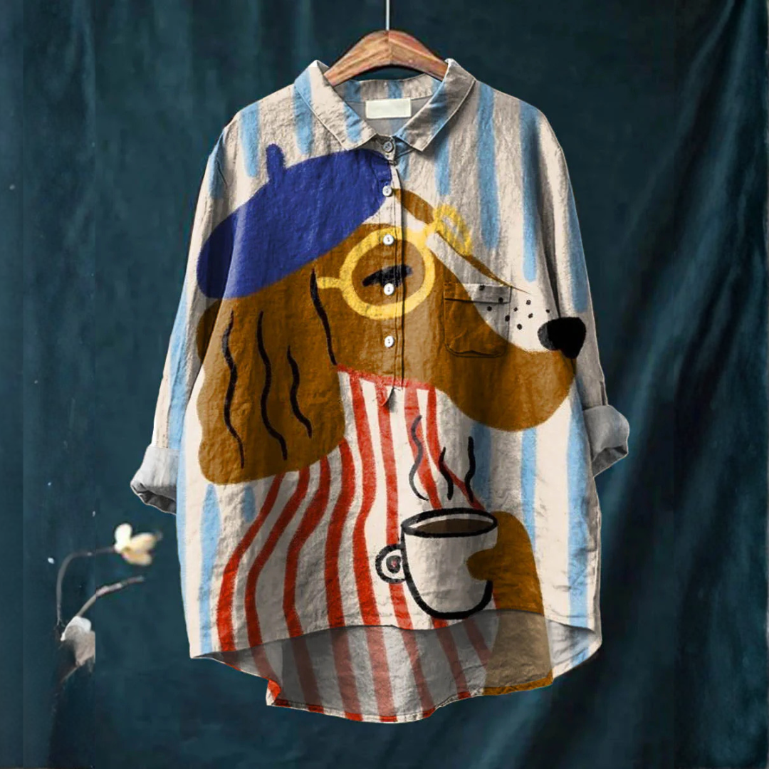 Charlie | T-shirt Artistique Chien &amp; Café