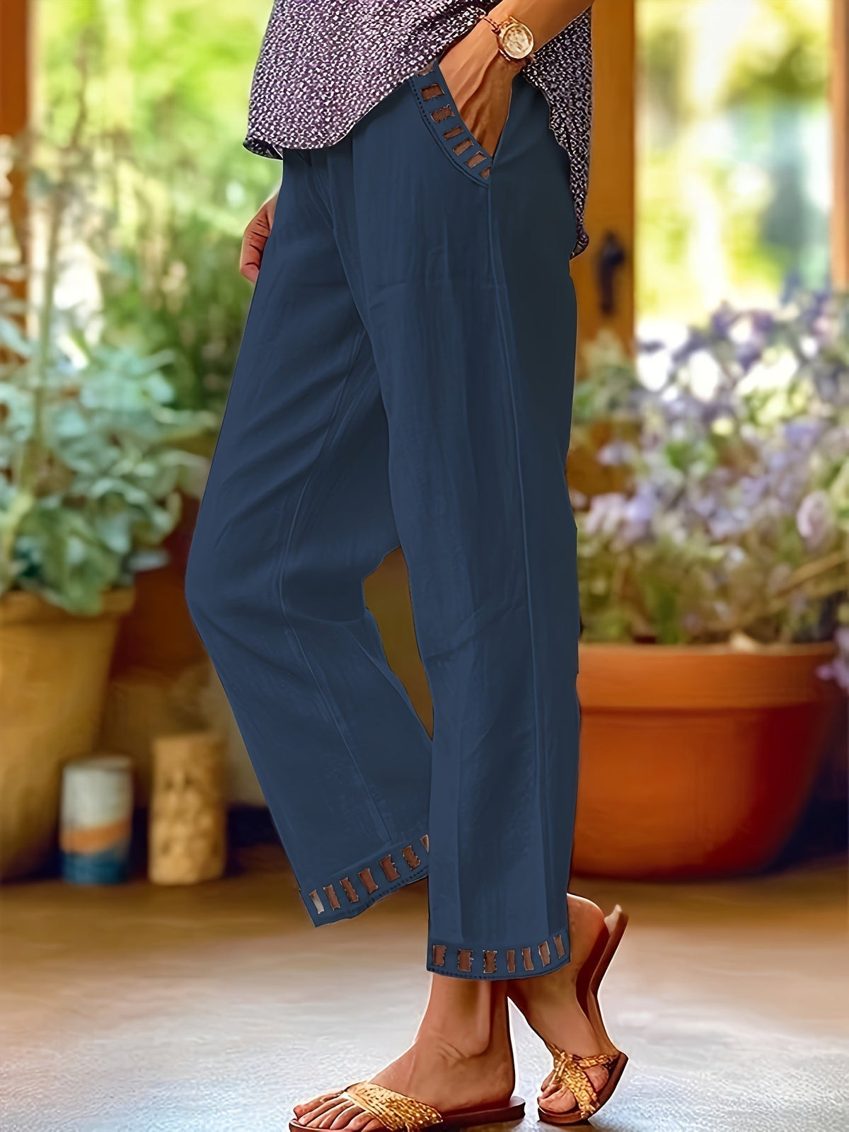 Wren – Pantalons Croppés Détente avec Bord Contrasté