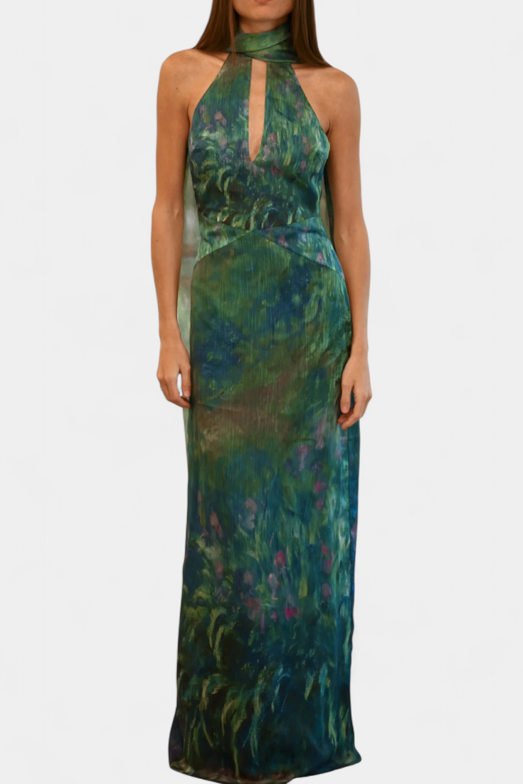 Robe Chiffon Moana avec Imprimé Inspiré de Monet