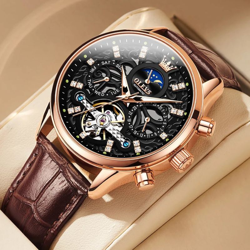 Montre automatique mécanique avec bracelet en cuir™ - Olsen & Olsen