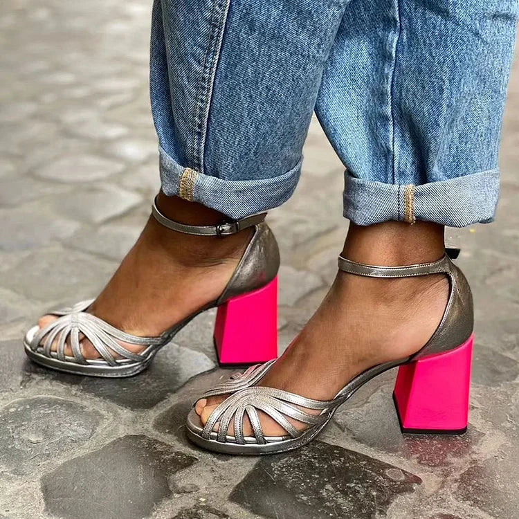 SANDALS À TALONS BICOLORÉS