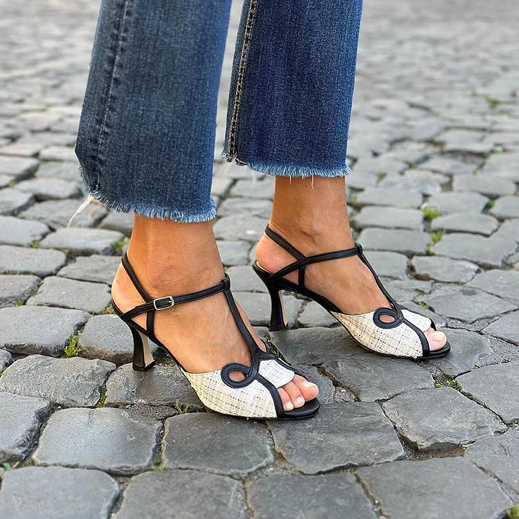 SANDALES À TALON MOYEN DE STYLE RÉTRO