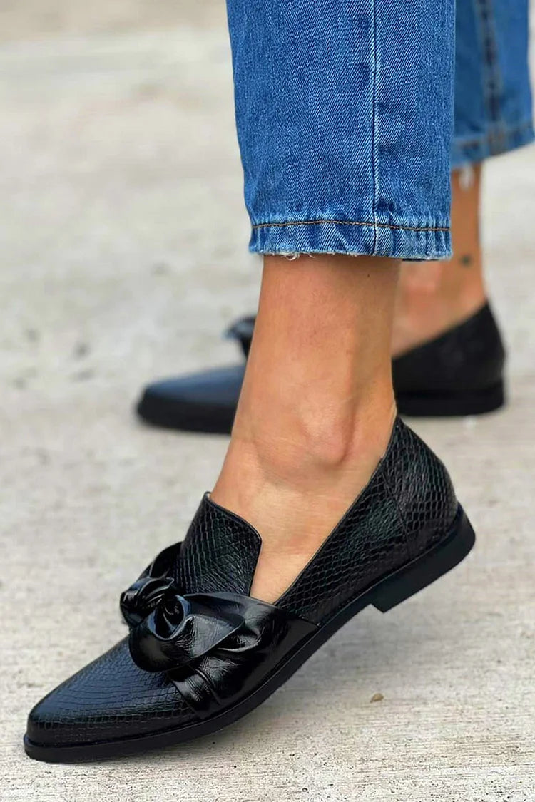 MOCASSIN NOIR AVEC NŒUD BRILLANT