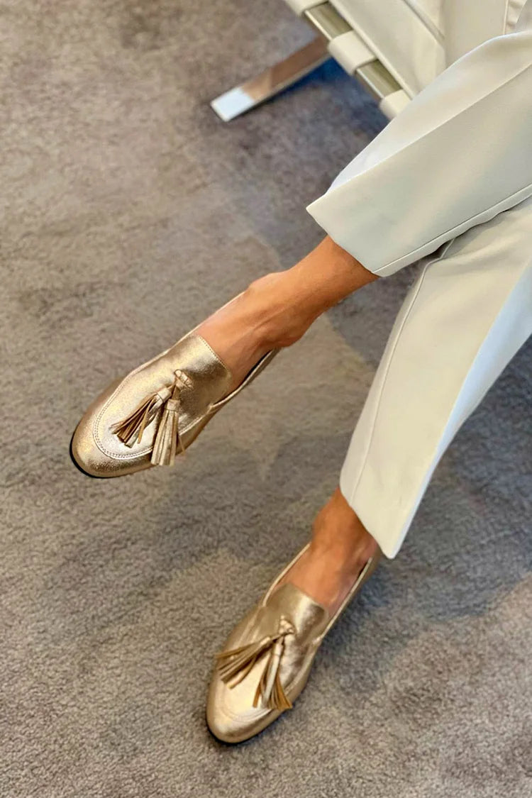 MOCASSIN D'OR AVEC FRANGES