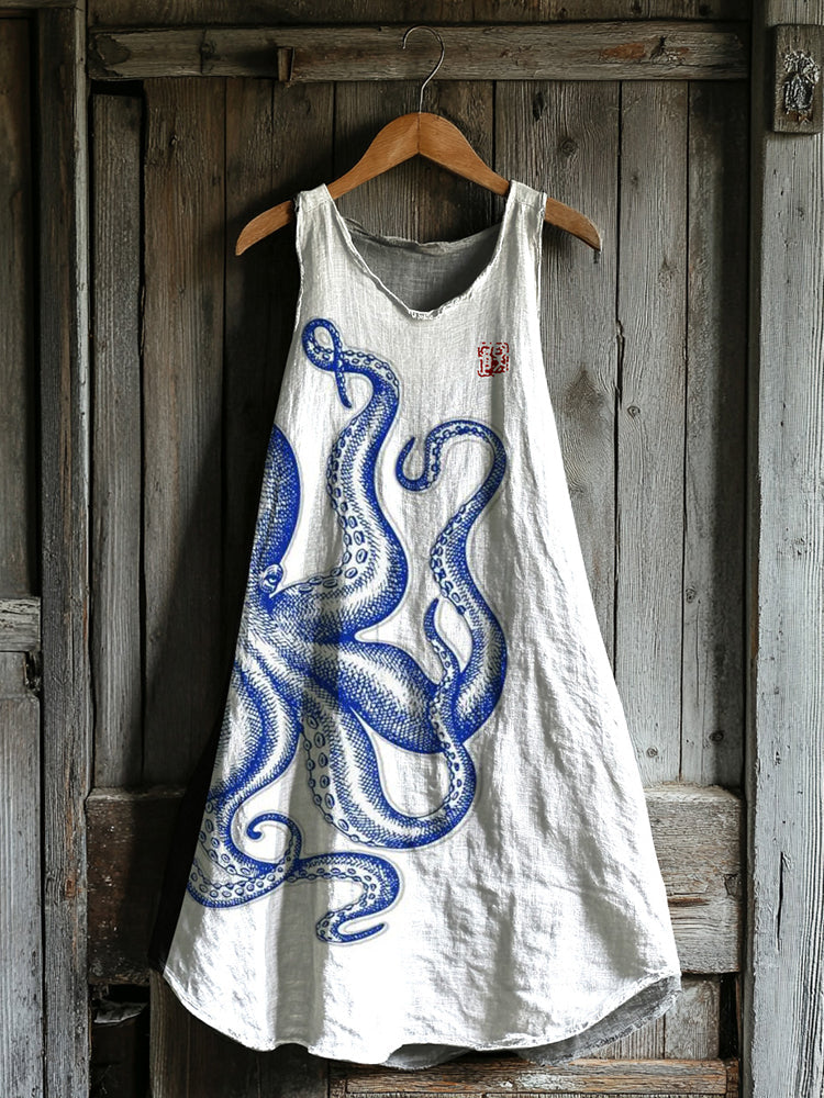 Robe Débardeur en Lin Art Jambes de Poulpe Japonais