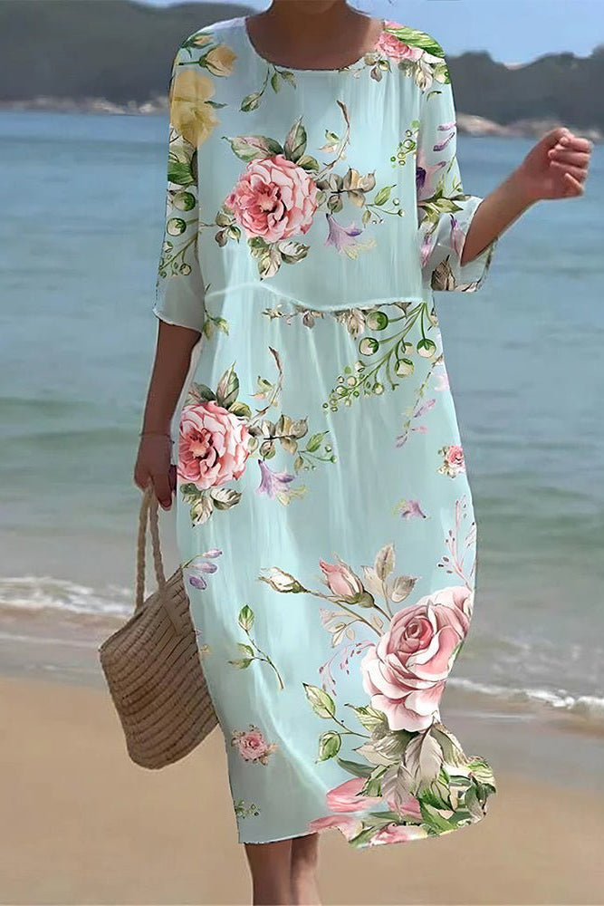 Giorgia – Boho Floral Dress at Sunset