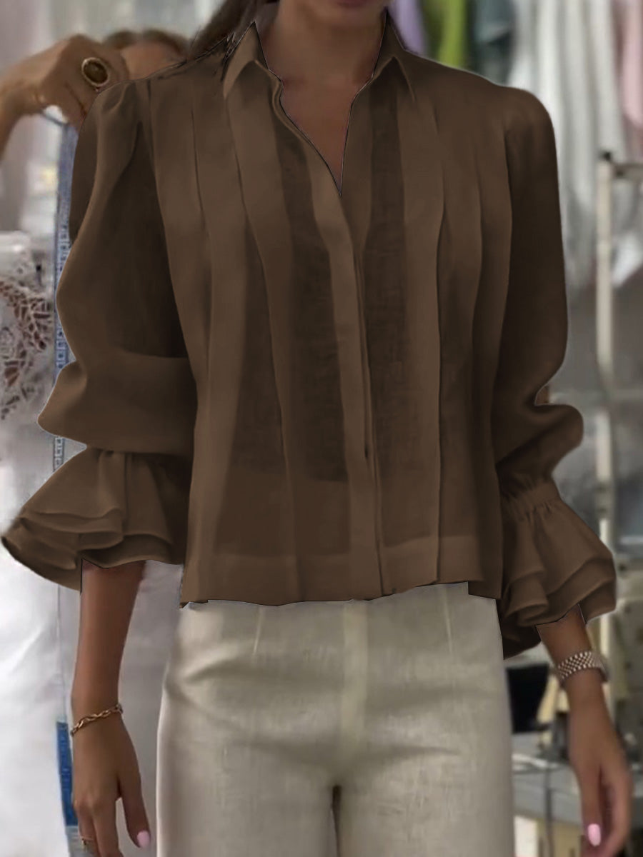 Verena – Linen Lapel Blouse