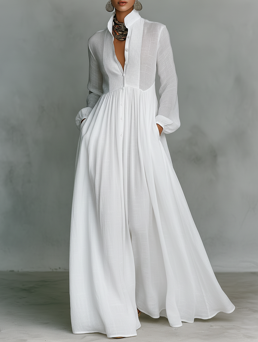 Serena™ | Flowy Maxi Dress with Front Buttons