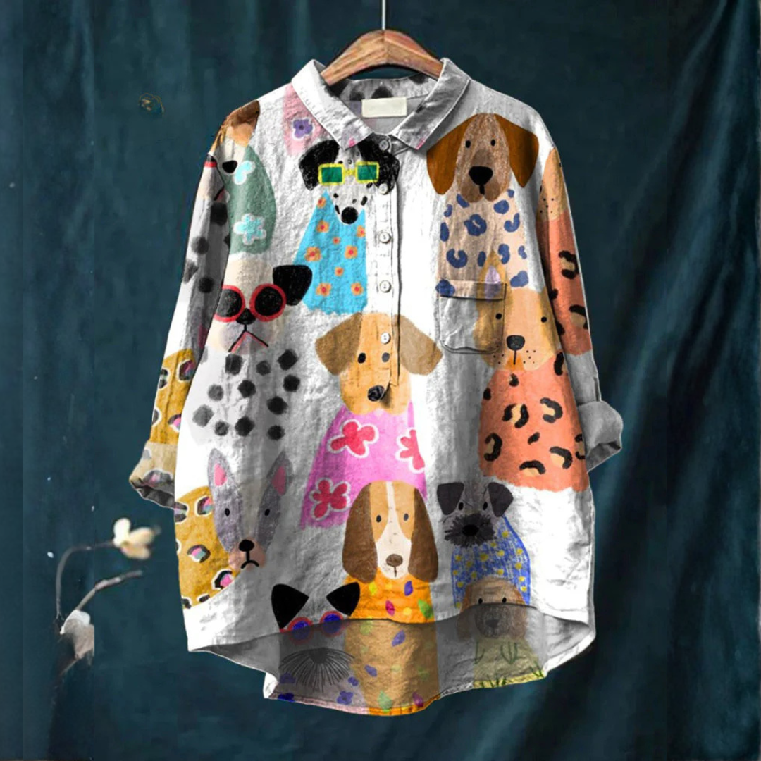 Sandra | Pawsitive Dog Print Shirt