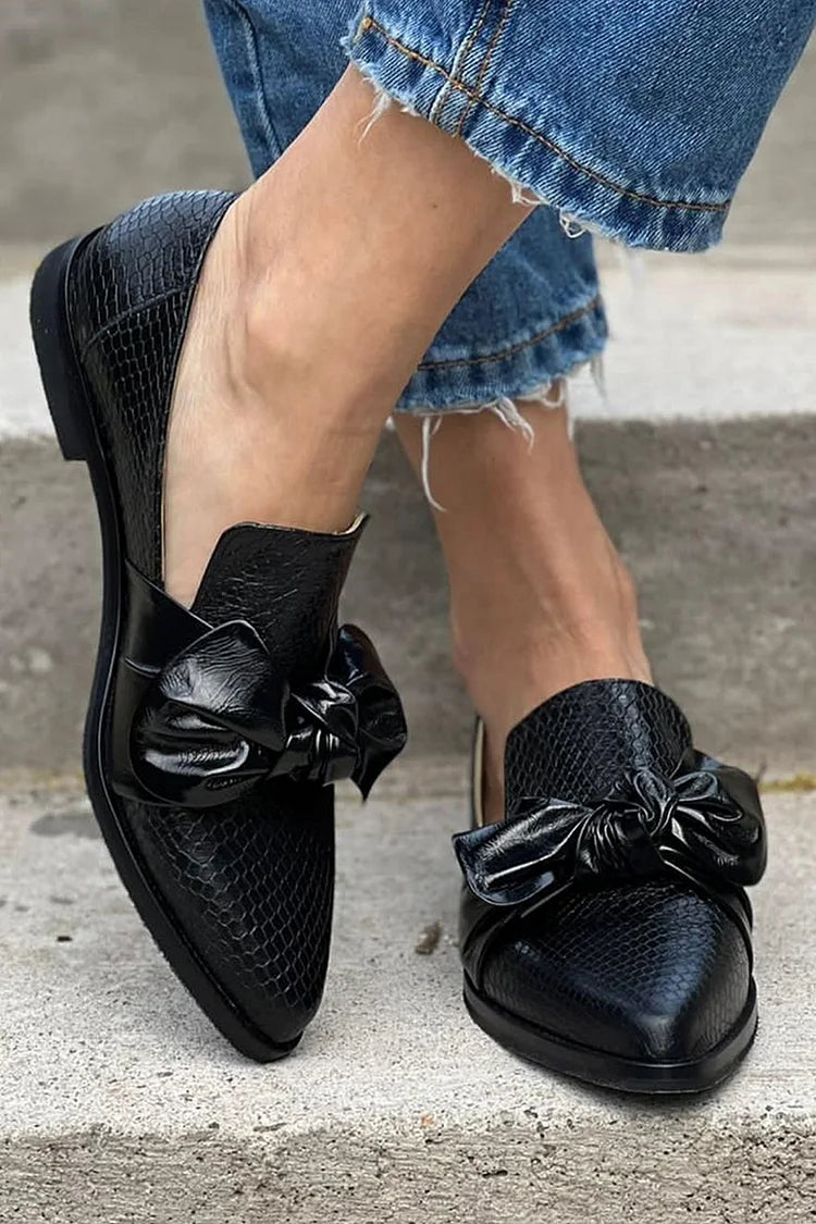 MOCASSIN NOIR AVEC NŒUD BRILLANT