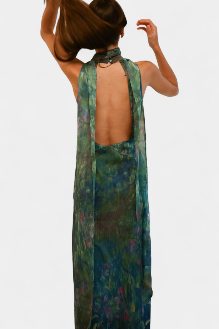 Robe Chiffon Moana avec Imprimé Inspiré de Monet