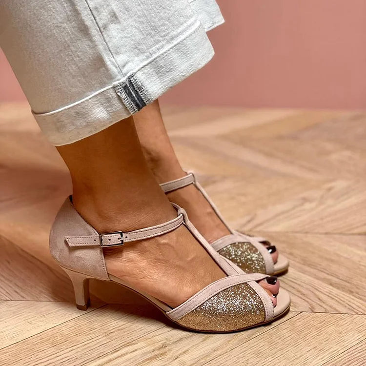SANDAL GLITTER AVEC Talon Bas