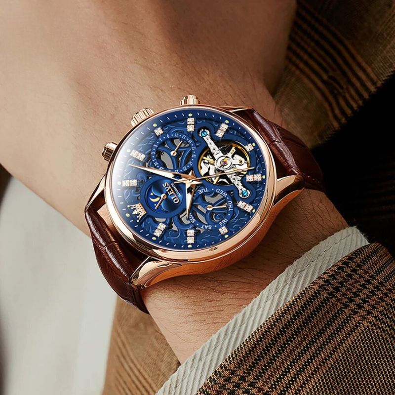 Montre automatique mécanique avec bracelet en cuir™ - Olsen & Olsen
