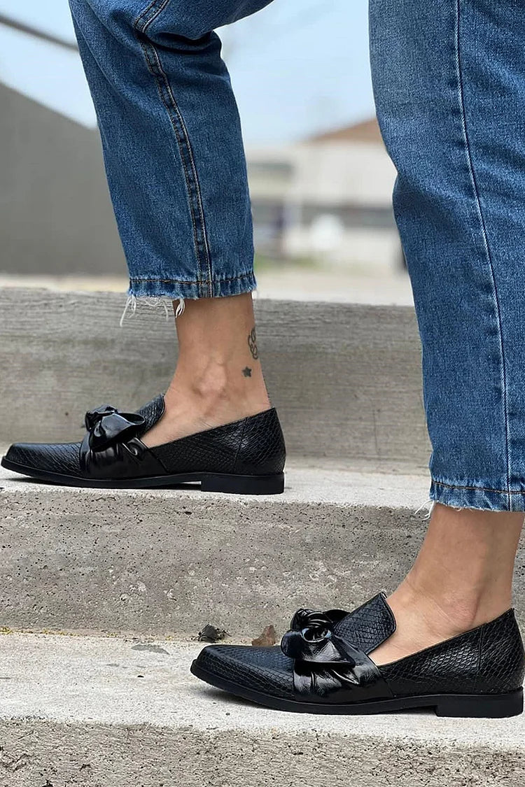 MOCASSIN NOIR AVEC NŒUD BRILLANT