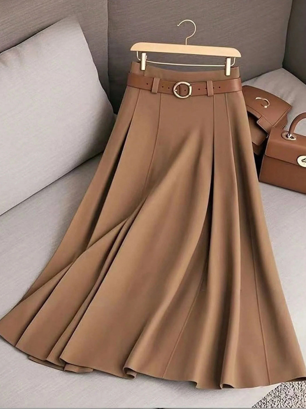 ZEPHYRAEN – JUPE HAUTE EN COULEUR UNIE POUR FEMMES