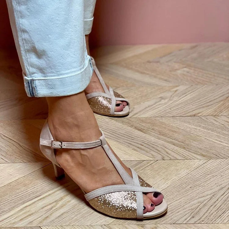 SANDAL GLITTER AVEC Talon Bas