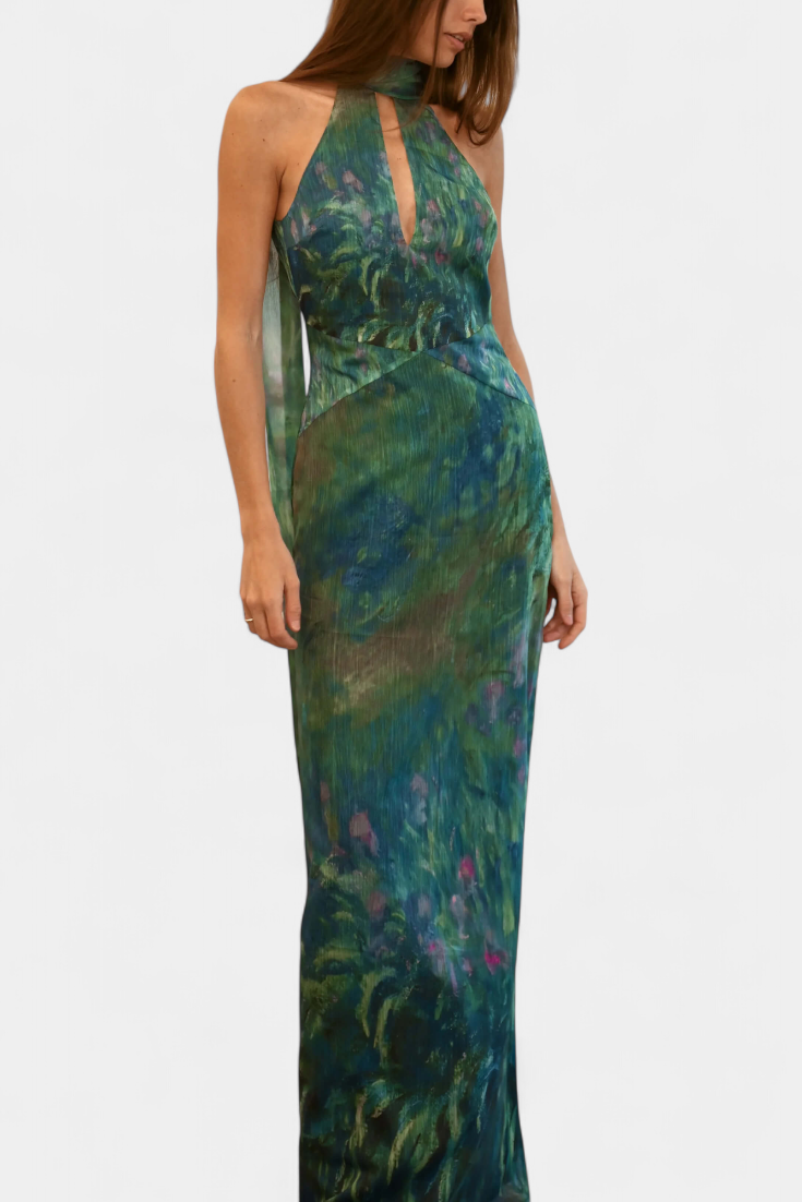 Robe Chiffon Moana avec Imprimé Inspiré de Monet