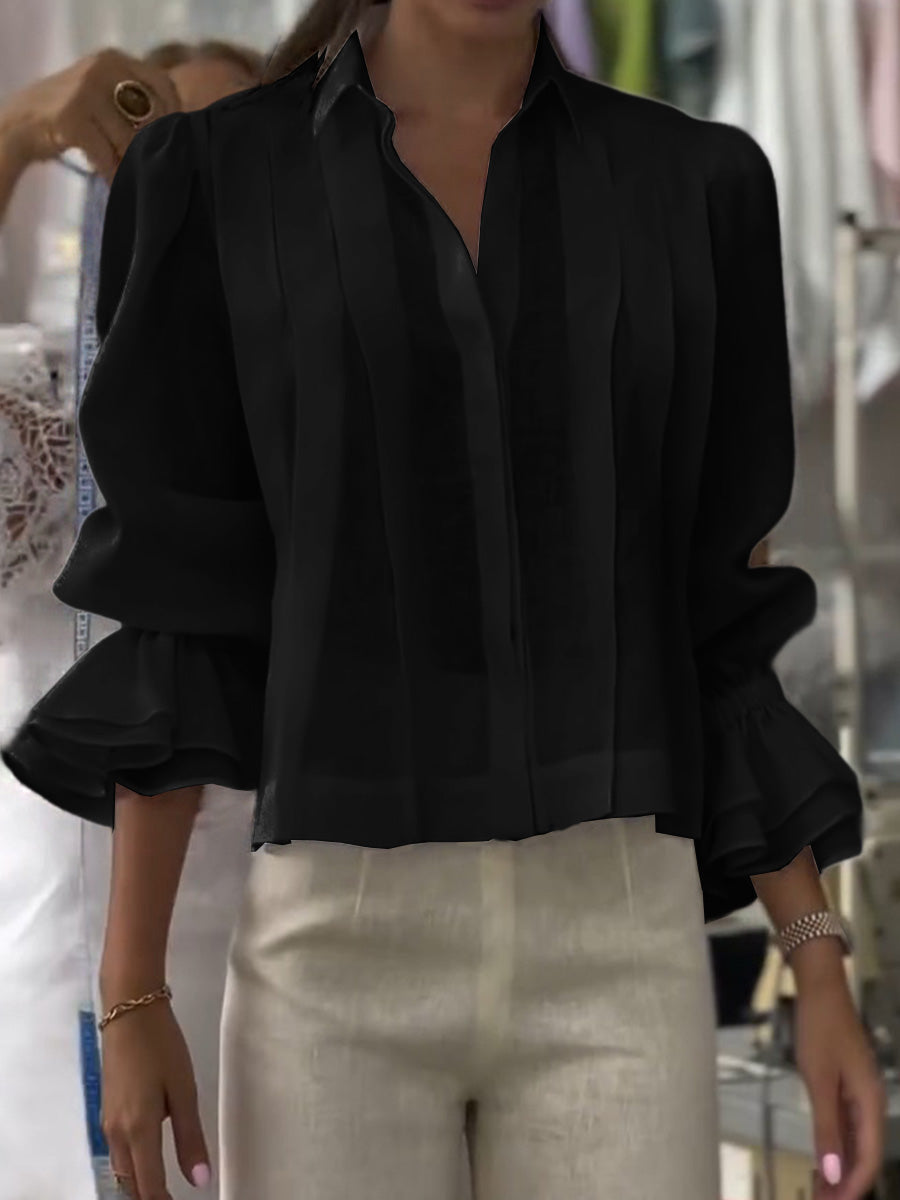 Verena – Linen Lapel Blouse