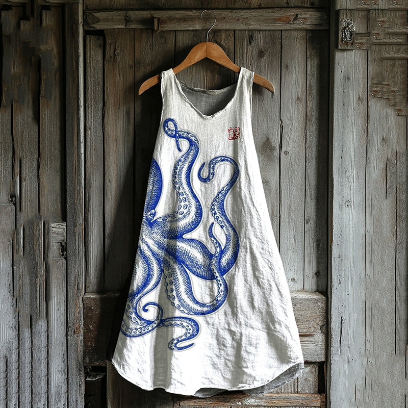 Robe Débardeur en Lin Art Jambes de Poulpe Japonais