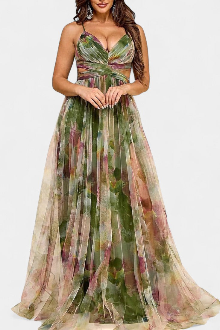 Ingrid Floral Maxi Dress with V-Neck