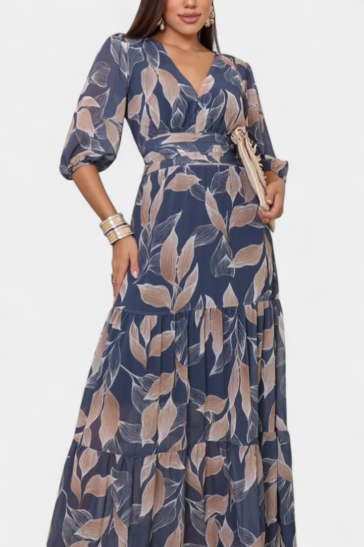 Aísha Long Dress with Floral Pattern and Flowing Cut