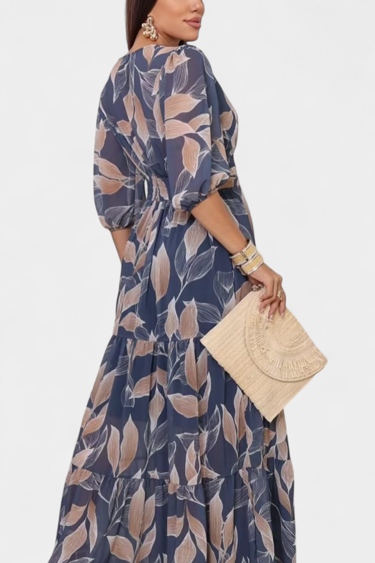 Aísha Long Dress with Floral Pattern and Flowing Cut