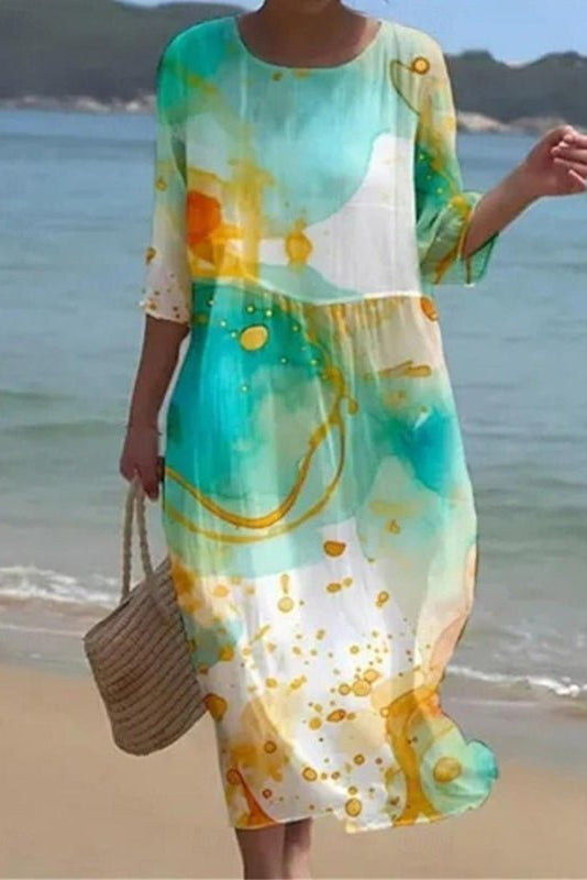 Giorgia – Boho Floral Dress at Sunset