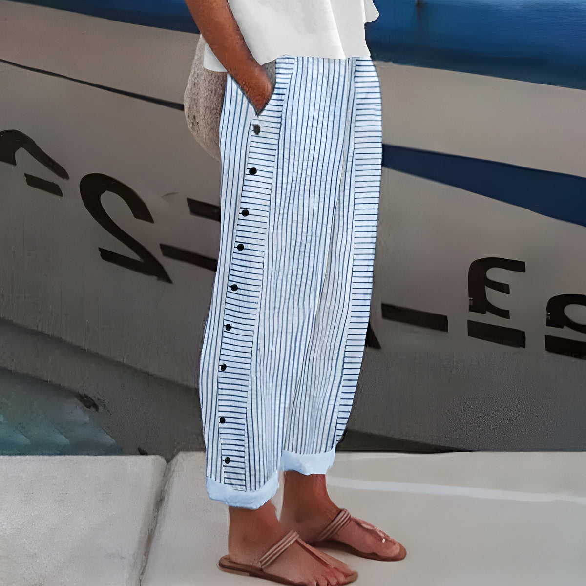 Dagny | Pantalons Rayés Stylés d'Été