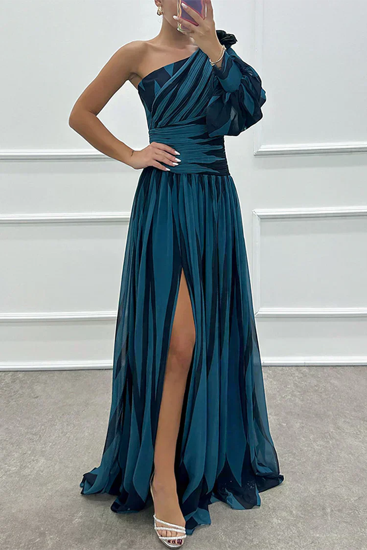 Shiloh - Robe Maxi Élégante Rayée à Une Épaule