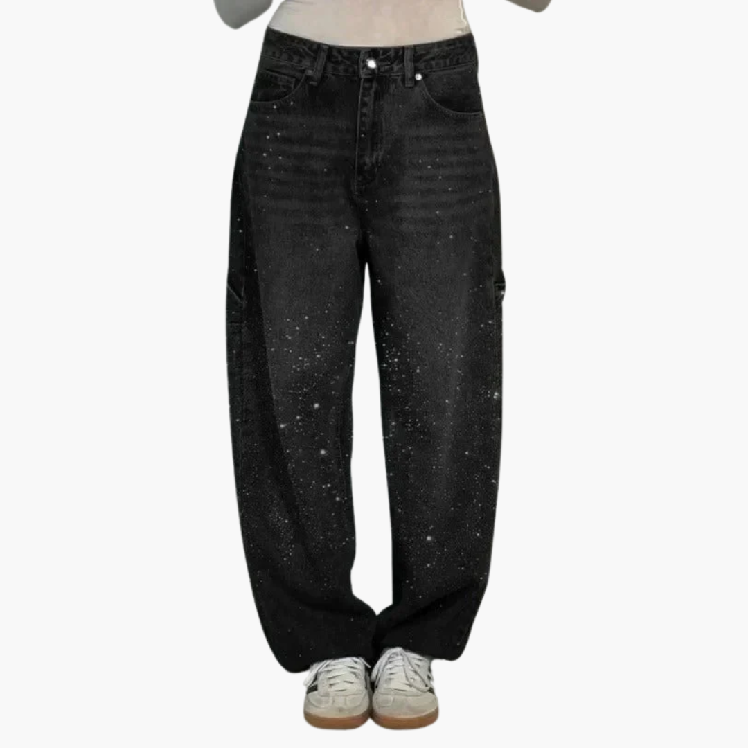 Victoria - Jeans à Paillettes Taille Haute