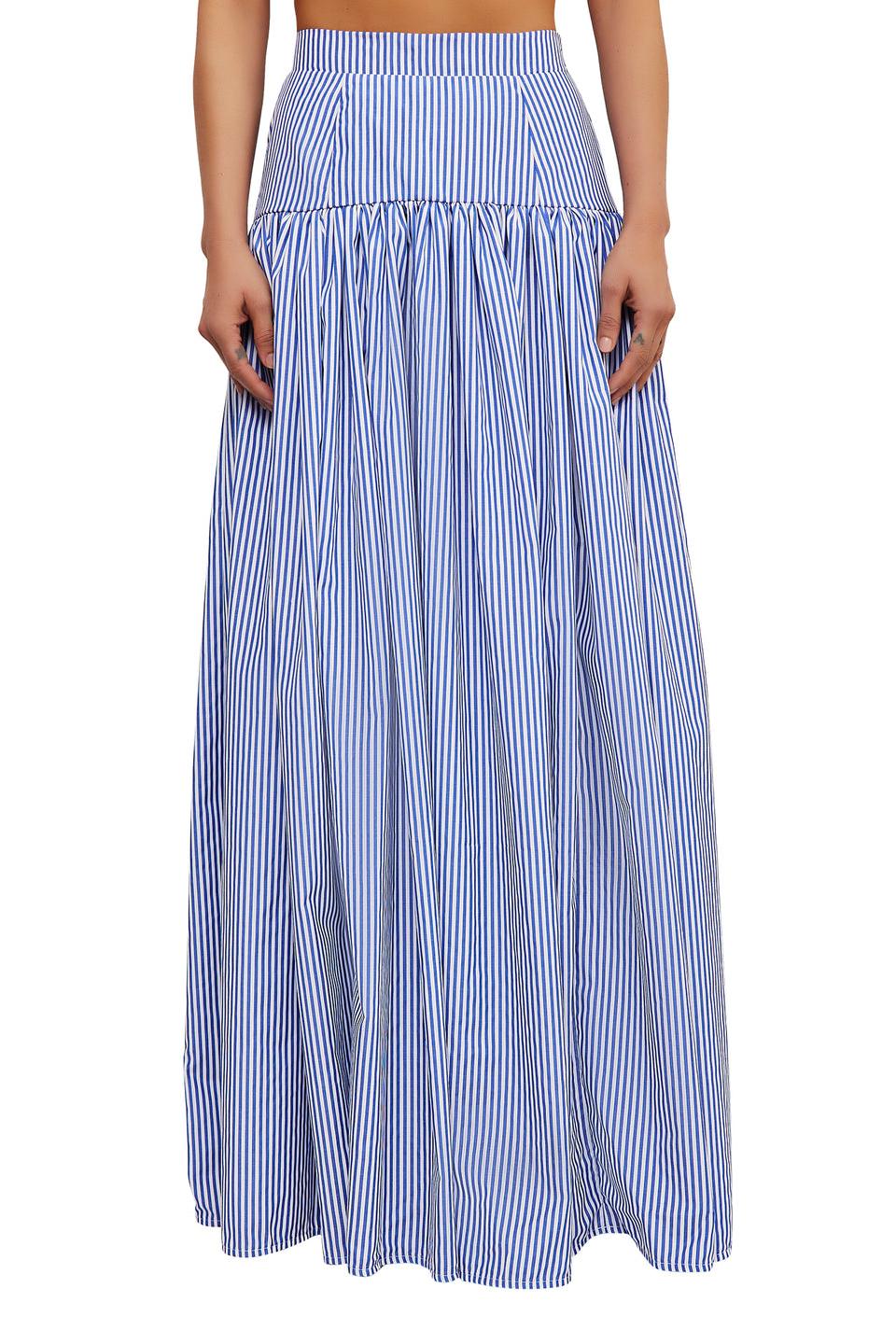 Blue Striped Skirt Set