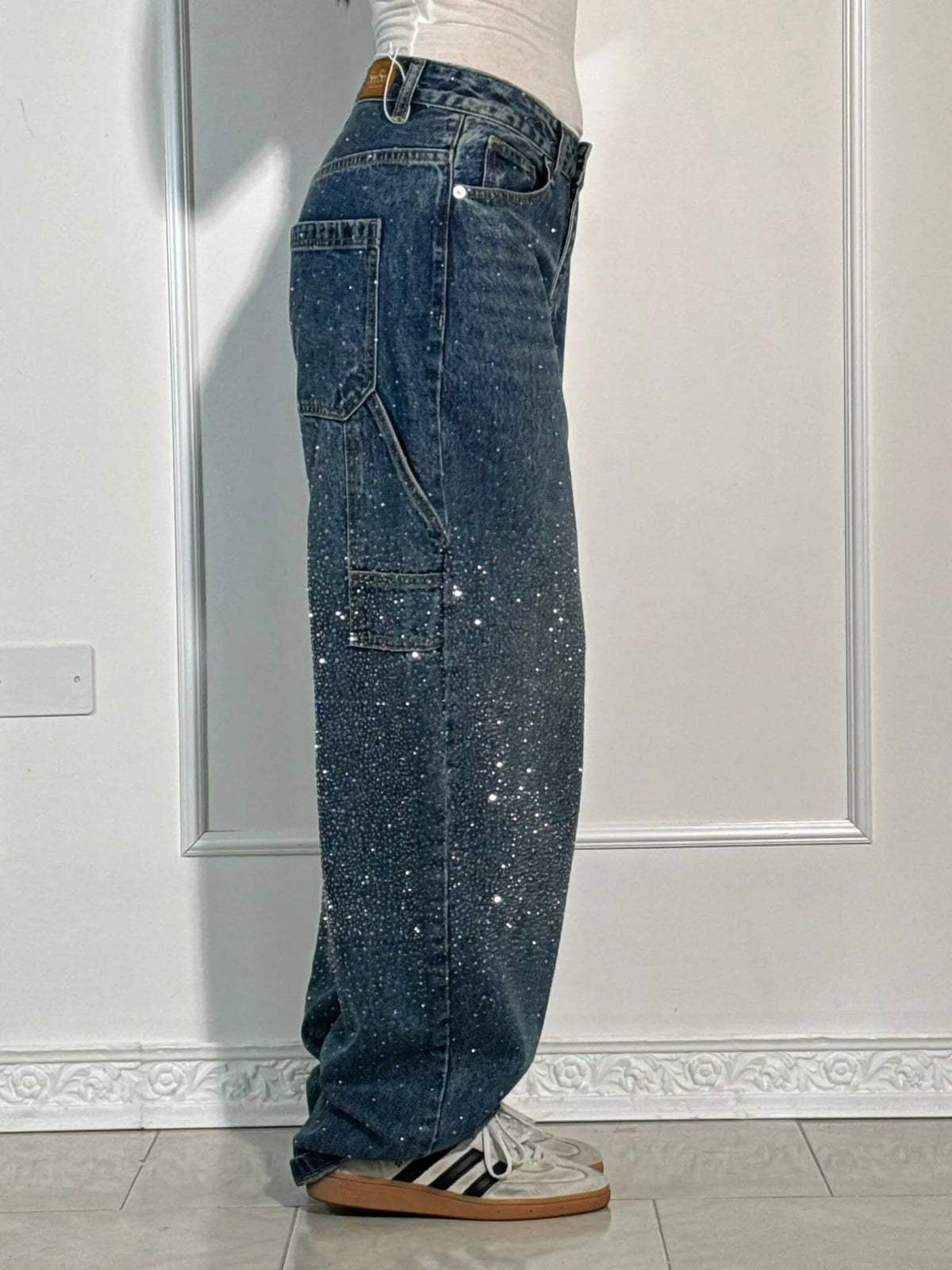 Victoria - Jeans à Paillettes Taille Haute