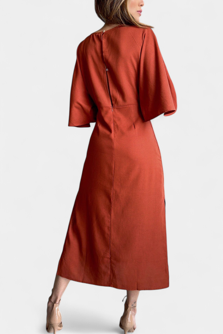 Robe décontractée Ainhoa avec nœud avant et décolleté en V