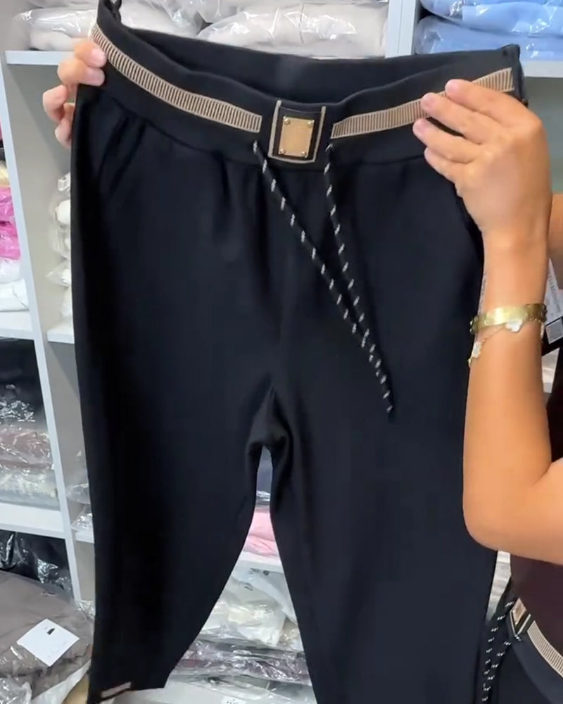 Pantalons Élégants avec Cordon de Serrage et Taille Élastique