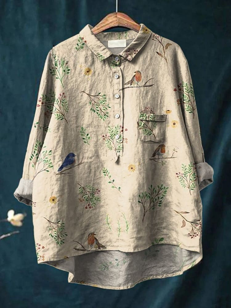Chemise décontractée en lin imprimé Takken et Robins pour femmes