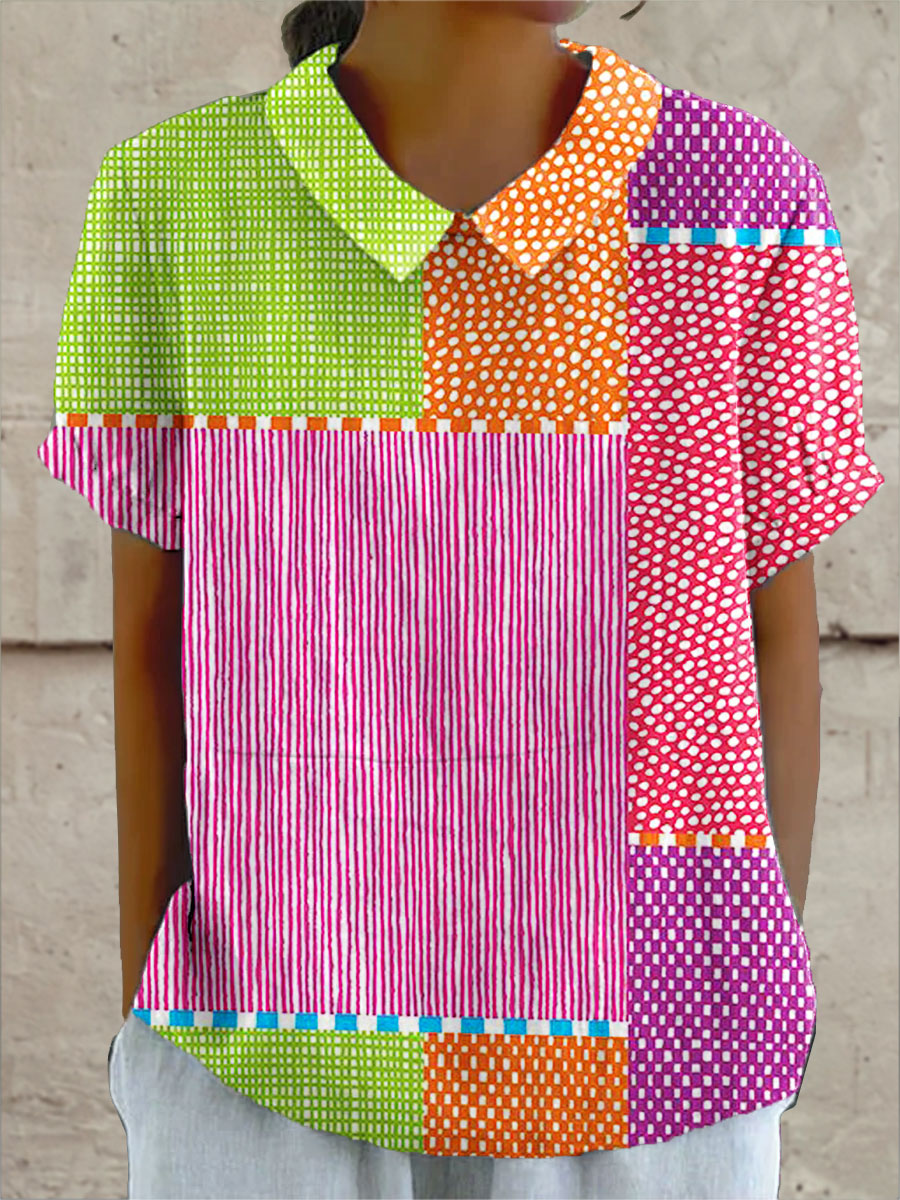 Zoe | Chemise Colorée en Patchwork