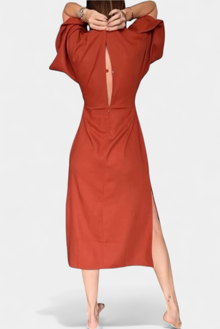 Robe décontractée Ainhoa avec nœud avant et décolleté en V