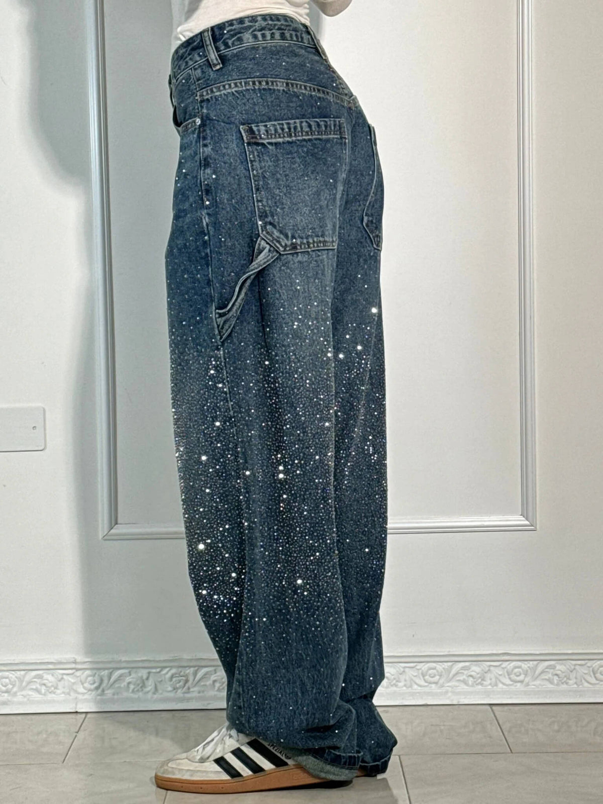 Victoria - Jeans à Paillettes Taille Haute