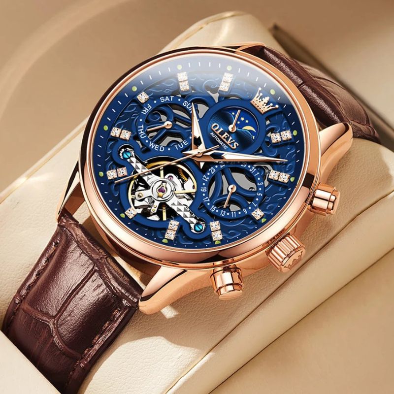 Montre automatique mécanique avec bracelet en cuir™ - Olsen & Olsen