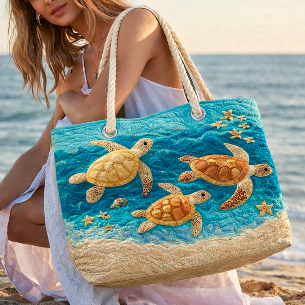 Sac de Plage Matelassé Tortue Dorée Côte