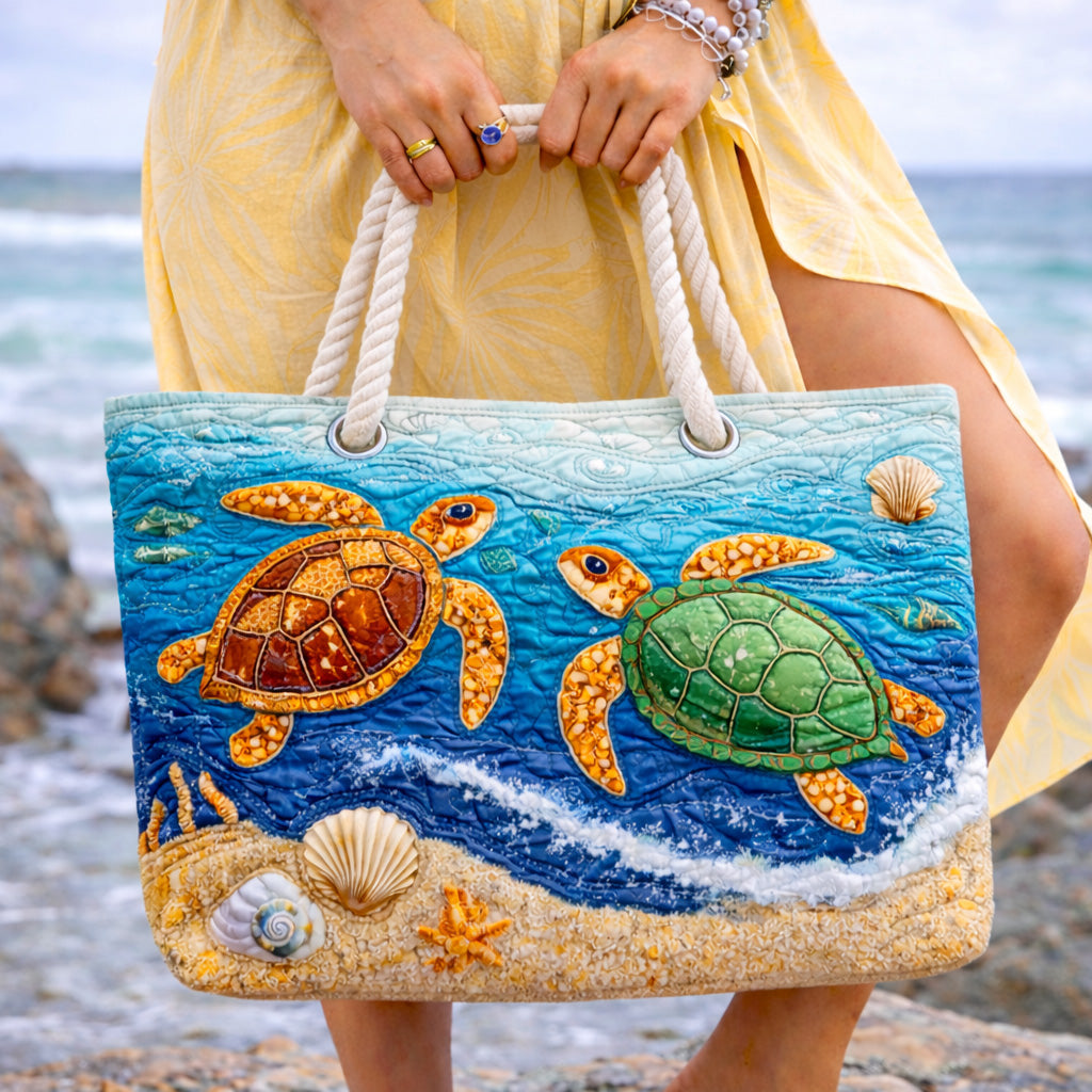 Sac de Plage Matelassé Tortue Tropicale