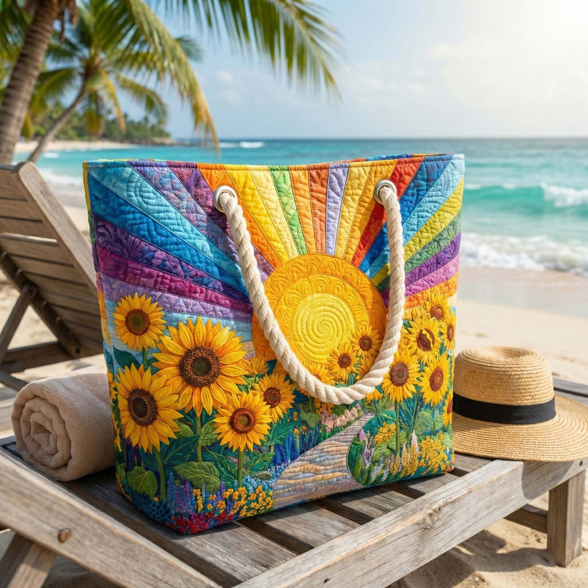 Sac de Plage Matelassé Arc-en-Ciel