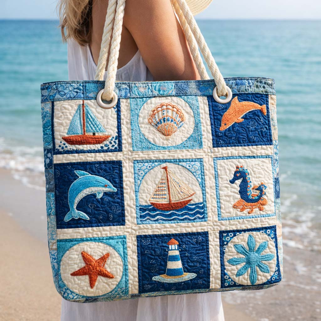 Sac de Plage Matelassé Créatures Maritimes